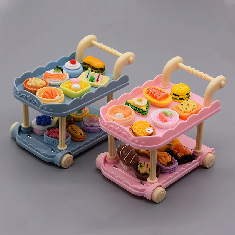 Decoración de casa de muñecas 1:12, Mini carrito de comedor, estante de almacenamiento, adornos de cocina, accesorio de modelo de muebles