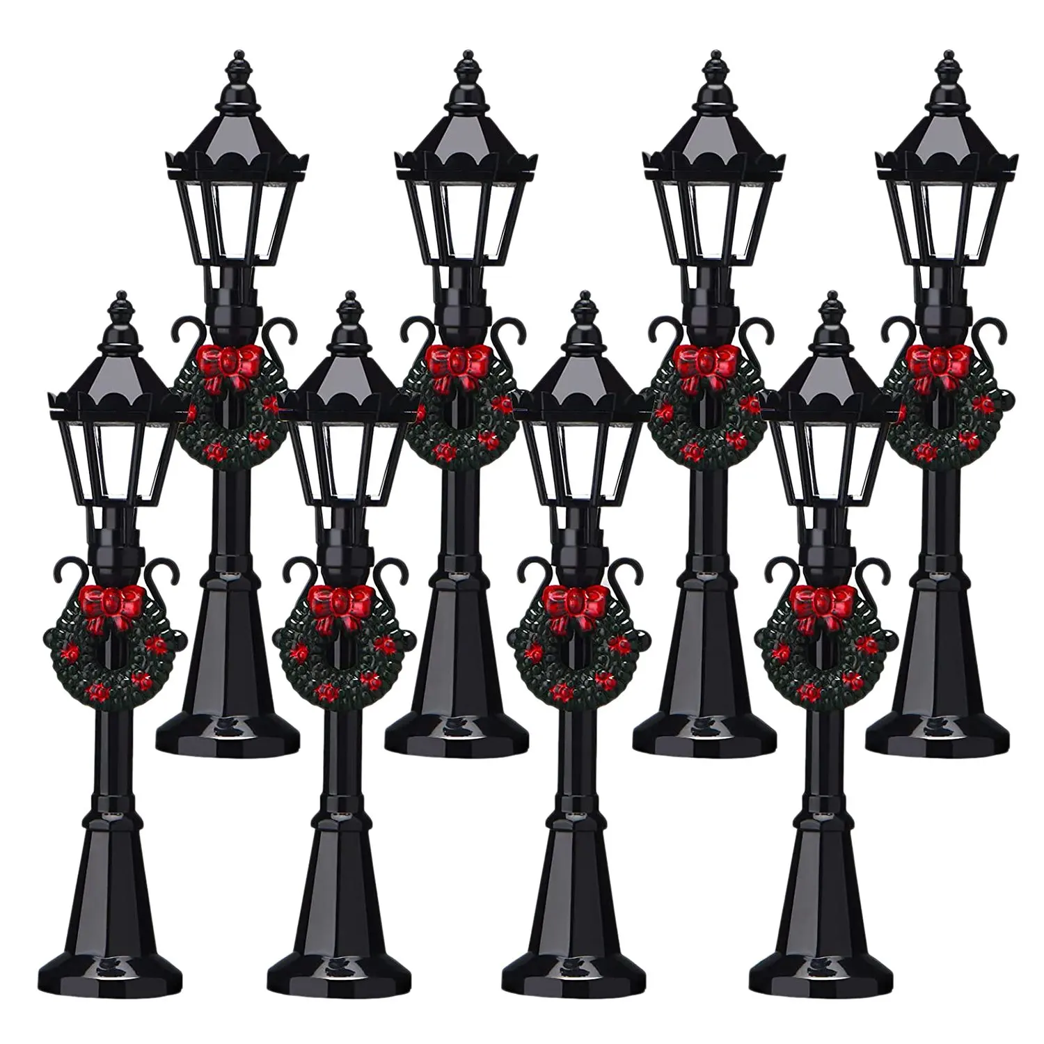 Christmas Mini Street Light Model Street Lights Decorative Streetlight Small Street Lamps for Christmas ,8Pcs