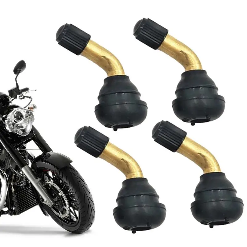 Tubeless Tire Stem Heavy Duty 90 Degree Angled Control Stem Bent Bolt-In Clique Stems With Rubber Base Brass Stem For Scooter