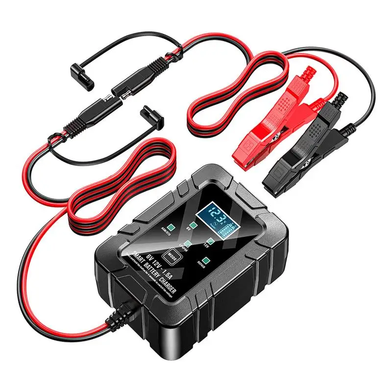 Battery Charger Maintainer 1.5A Automotive Charger Battery Maintainer Motorcycle Battery Maintainer For Deep Cycle Batteries