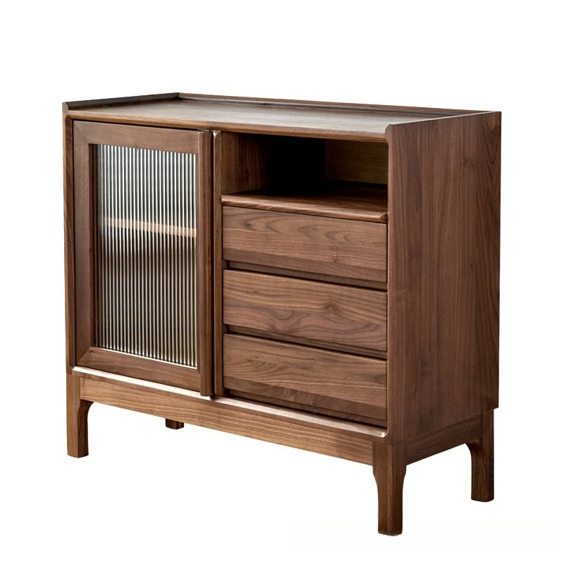 

Black Walnut Solid Wood Sideboard Household Storage Cabinet