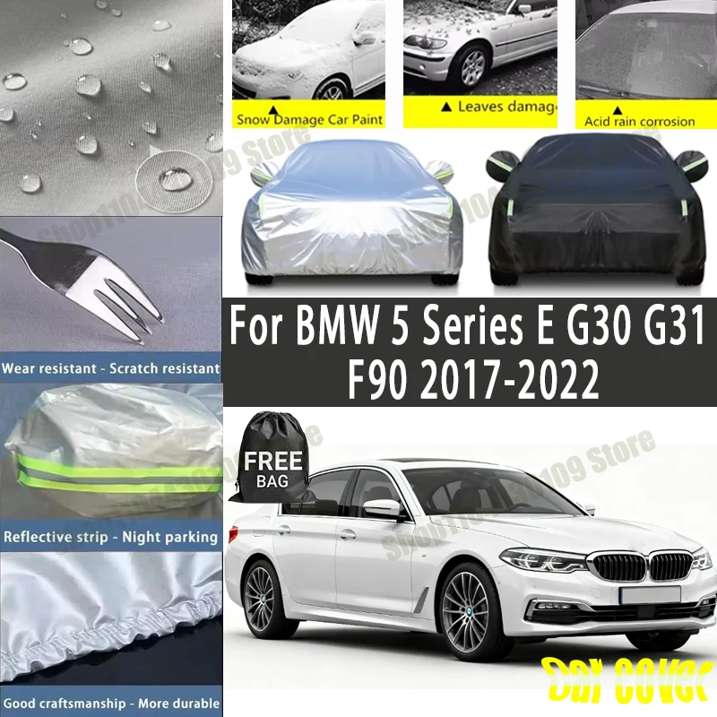 

For BMW 5 Series E G30 G31 F90 2017-2022 Car Cover Outdoor Protection Covers Snow Sunshade Waterproof Dustproof Exterior UV Car