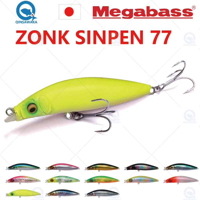 JAPAN Megabass  ZONK SINPEN 77 77mm 14.5g Sinking Minnow Fishing Lure Jerkbait Dynamic Saltwater Sea Tackle Rolling Wobble