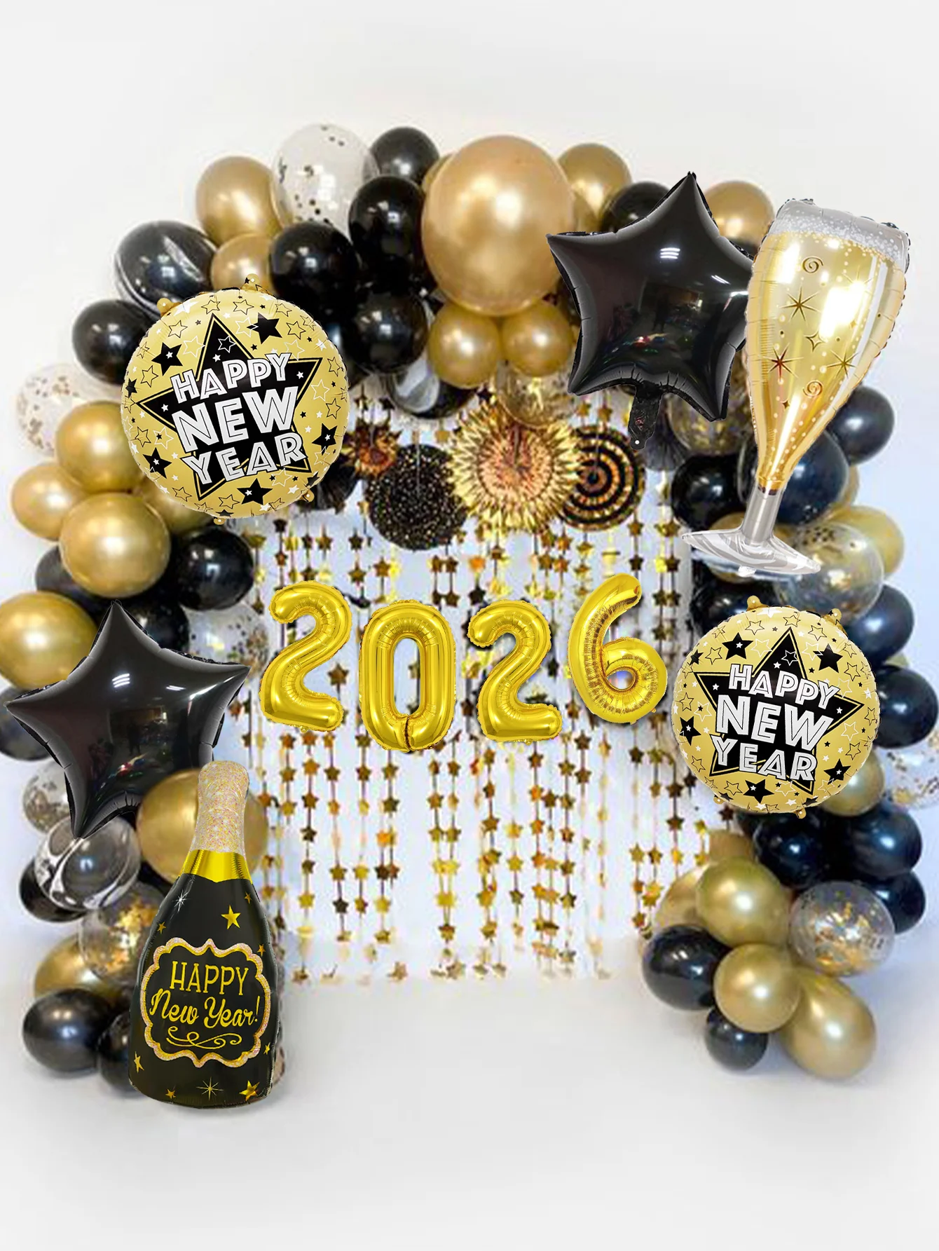 10 قطع/مجموعة بالونات رأس السنة، مناسبة لحفلة رأس السنة الجديدة 2026، لوازم تزيين حفلات رأس السنة الجديدة، موضوع السنة الجديدة