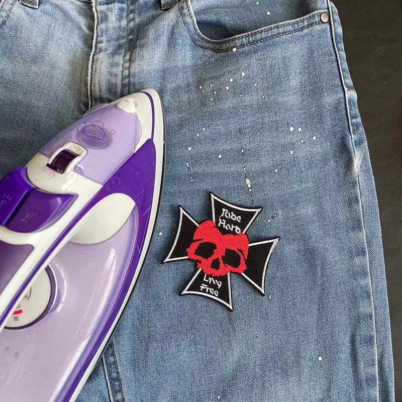 12 Stück/Punk-Kleidungsaufkleber zum Aufbügeln, Buchstaben-Stoffabzeichen, Stickerei-Applikationen, Thermokleber für Kleidung, Jeans – Detail 3