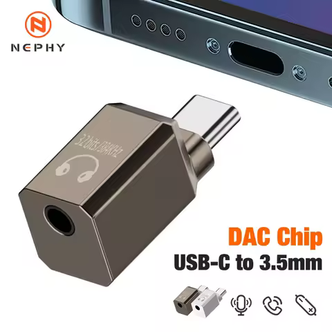 USB C Headphone Adapter 32Bit/384KHz Hi-Res DAC Aux Audio Dongle Type-C to 3.5mm Jack for Phone16/15Pro Pixel 6 5 Samsung S24 23