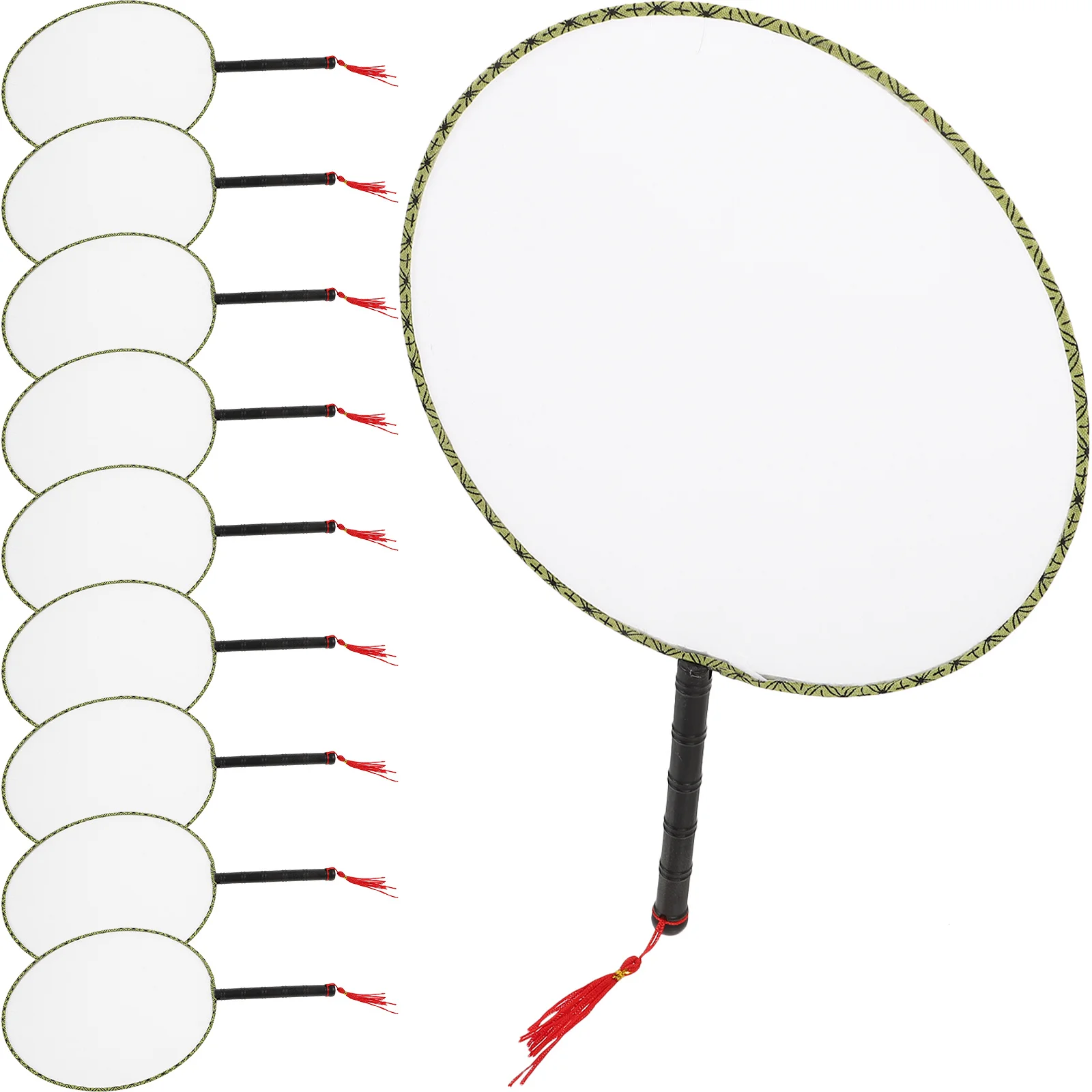 

10pcs Painting Fan White Round Handheld Silk Cloth Diy Blank Fan For Kids Art Craft Drawing Activity Home School Kindergarten