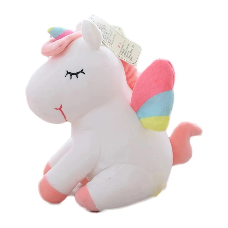 55cm Lovely Unicorn Plush Toy White Fly Horse With Rainbow Wings Baby Kids Appease Doll Birthday Gift for Girl Boy