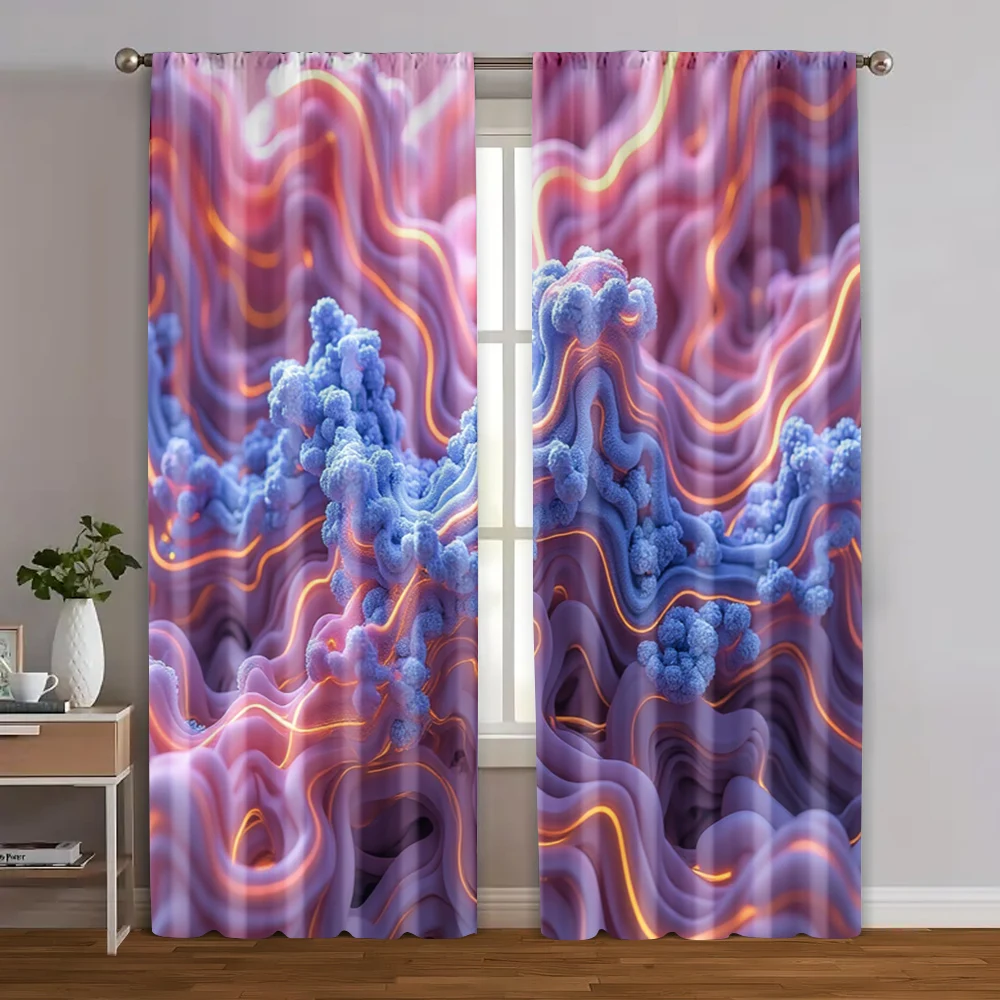 

2pcs, Contemporary Curtains Feather Fractal Art Design Polyester Woven (without rod) Art Deco Festive Ldeal for Study, Living