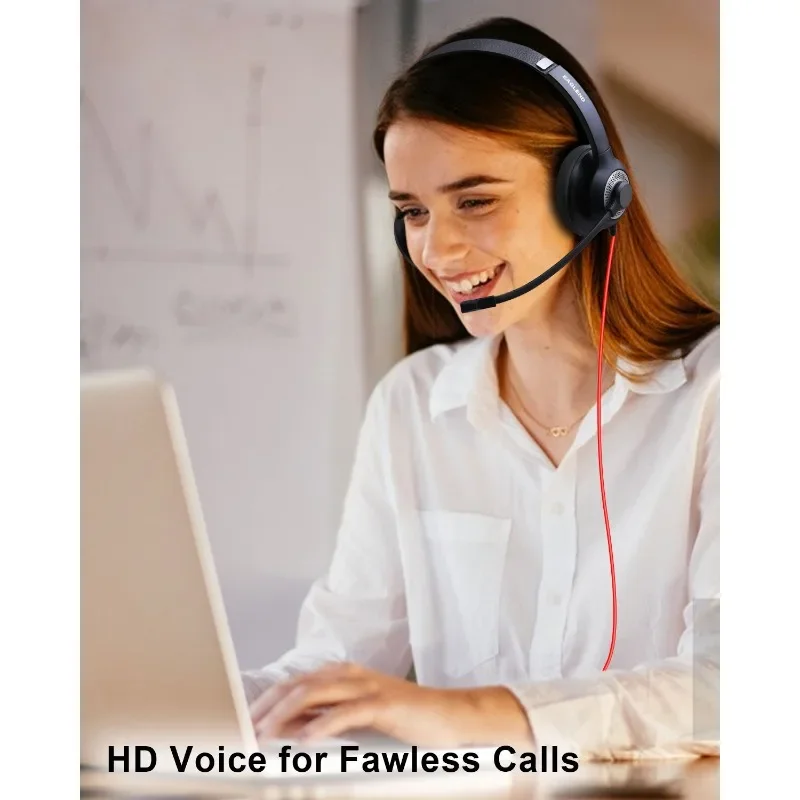 JIAMQISHI EH01 USB Headset PC Computer Headphones with Noise Reduction MIC in-line Control for Home Office Online Class - view 3