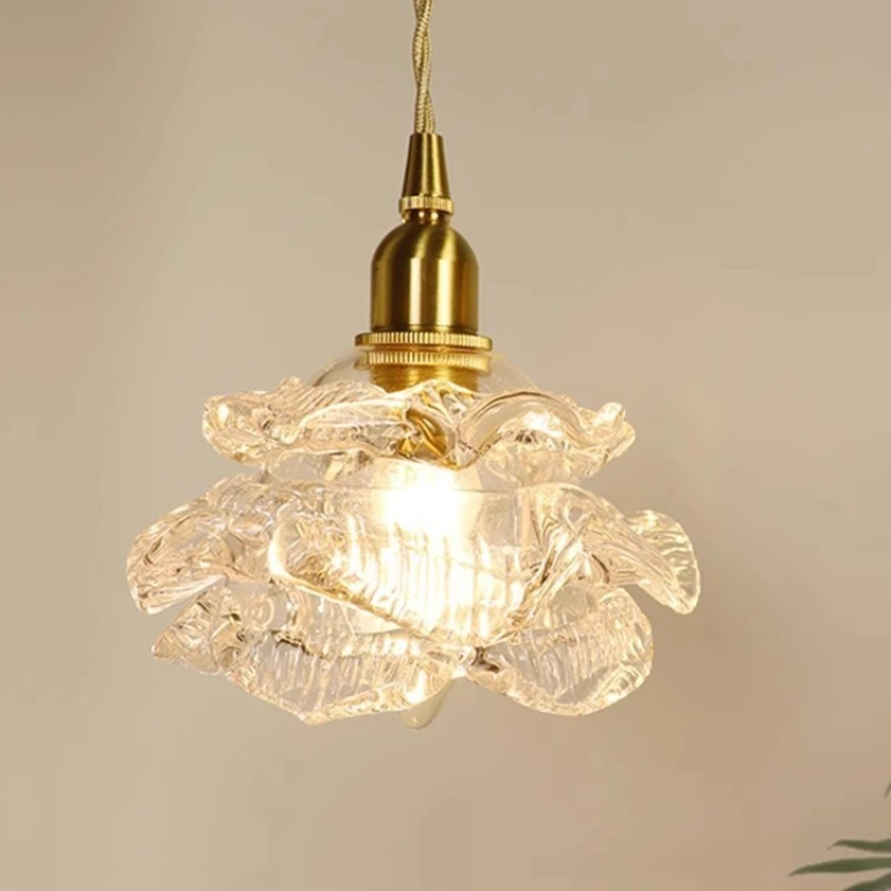 

Glass chandelier retro all copper living room background bedroom bedside chandelier dining room bar light