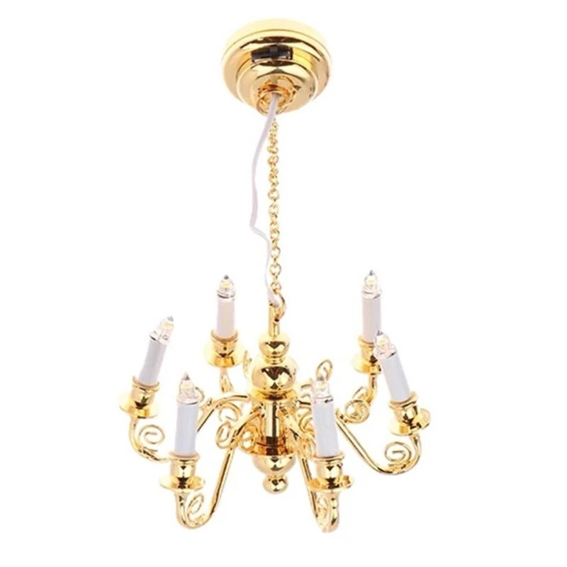 D0JC 1/12 Dollhouses Miniature Chandelier Simulation Ceiling Lamp with Lamp for Craft Model Project Scene Displaying