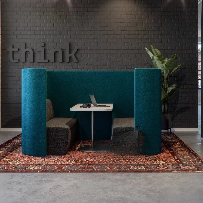Simple semi-surrounded U-shaped high-back sofa Business library Public places Reception high-back high-side privacy sofa