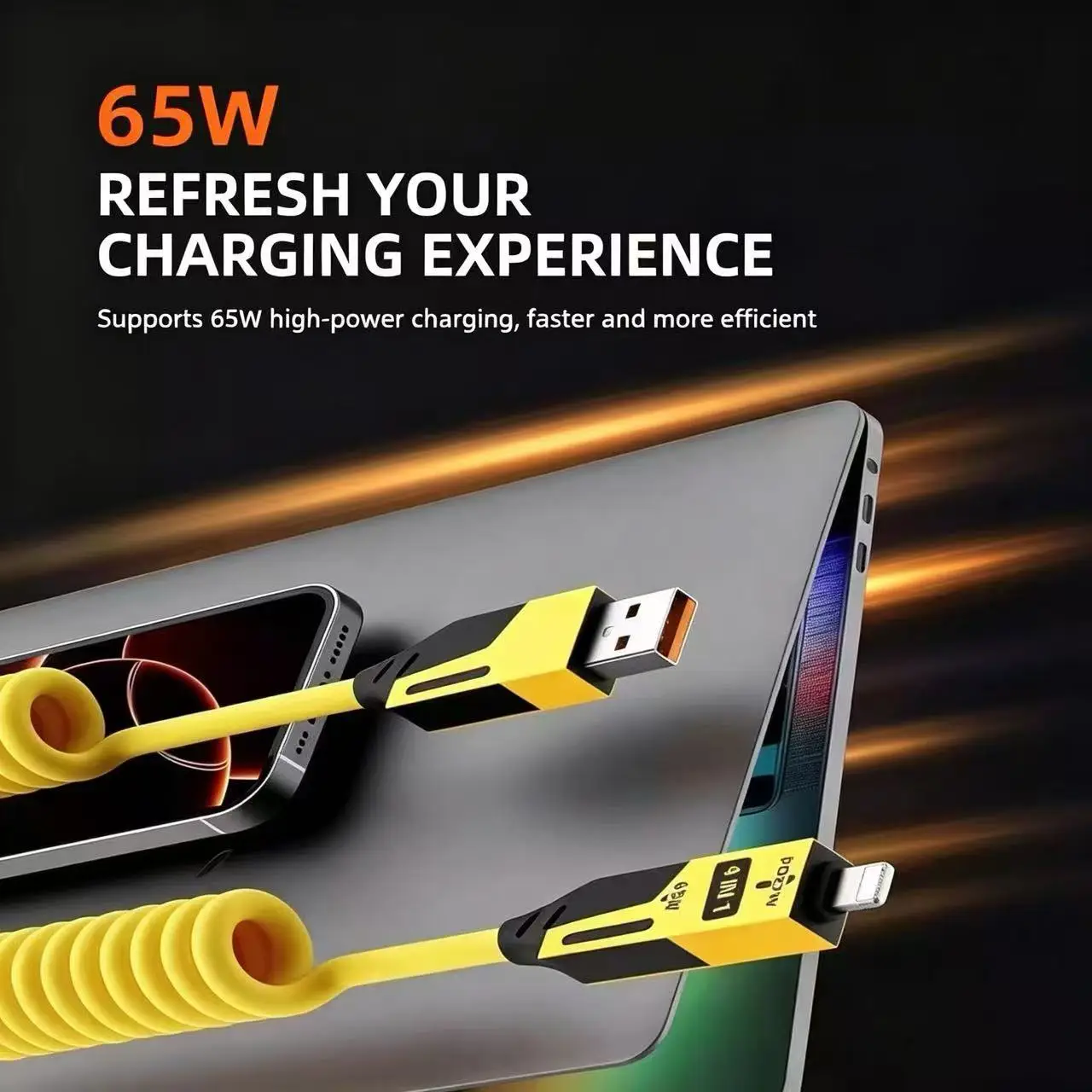 Xiaomi 65W 4‑IN‑1 Spring Retractable Charging Cable Multi Interface PD Fast Charger Cord For iPhone Huawei Xiaomi Android Phone - Aliexpress Deal
