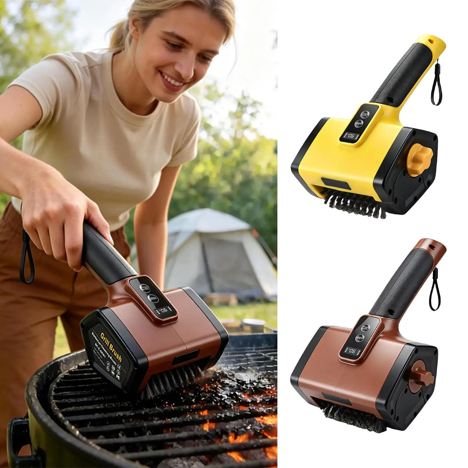 Electric Grill Brush 2 Powerful Speed Rechargeable Rechargeable Electric Grill Cleaner For Barbecue Grates Oven Kitchen Camping