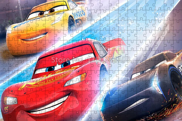 Disney Cartoon Lightning McQueen Cars Puzzel 300/500/1000 Stuks Legpuzzels Intelligentie Spel voor Kinderen Handgemaakte Speelgoed