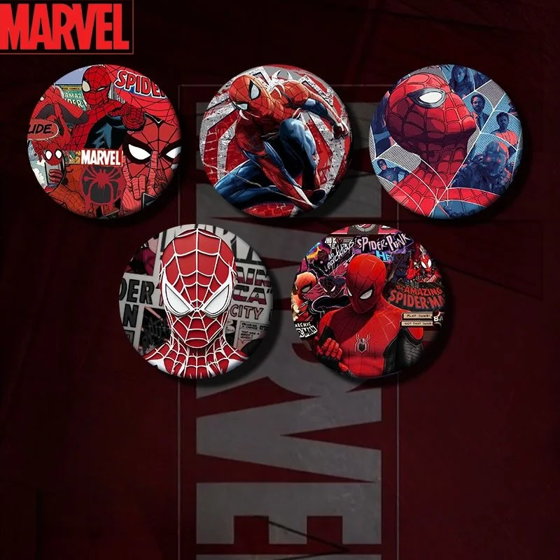 

Marvel merchandise cartoon Spiderman New slap-style standing badge 75mm holographic dazzling millet student pain pack decoration