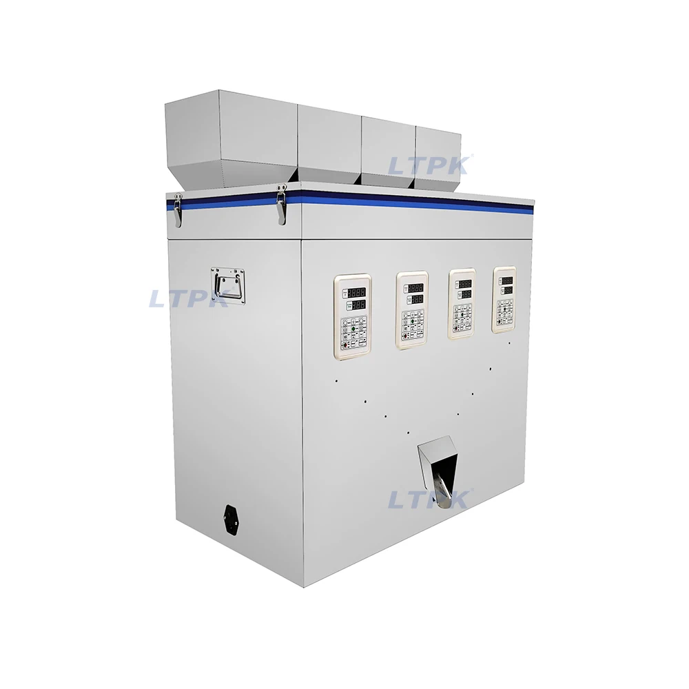 

Machinery Four Heads 200g Granule Particle Powder Soybean Peanut Coffee Beans Weighing Filling Racking Machines