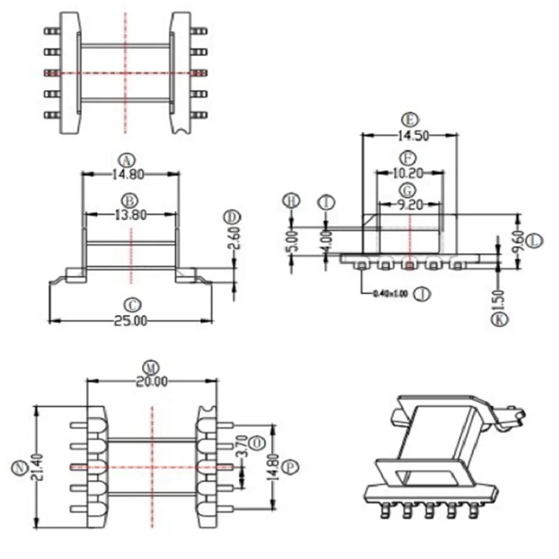 EFD20 Mea Ite Core et transporteurs binSMD, Horaztional 5 + 5pin, 15 ensembles/lot