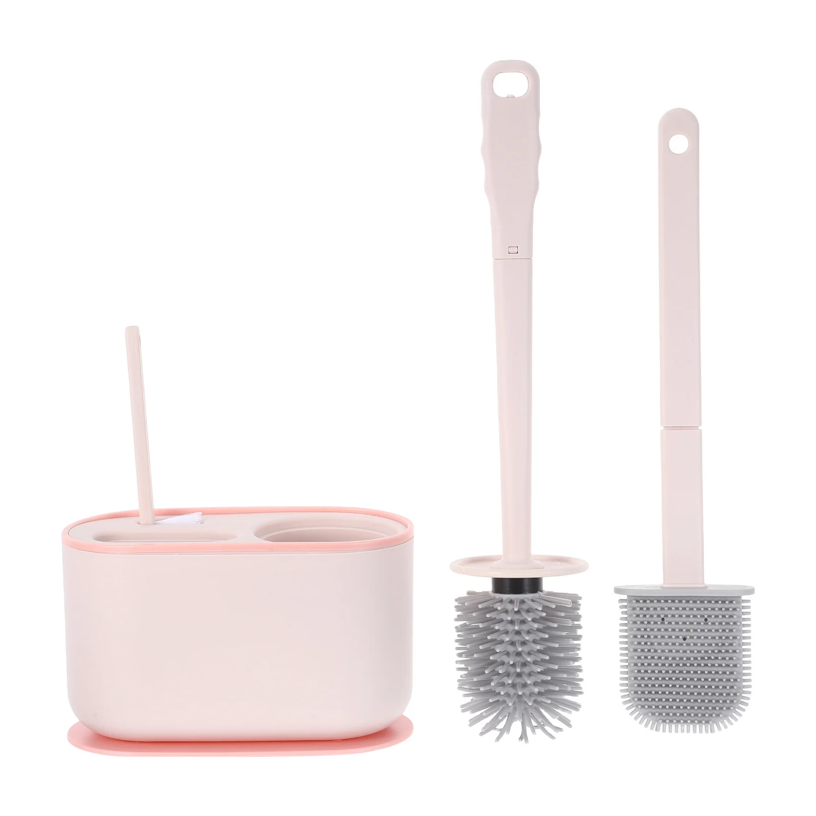 

1 Set Wall Mounted Toilet Brush: Long Handle Bowl Scrubber Holder For Deep Cleaning Space Saving Storage Pink Bathroom Cleaning