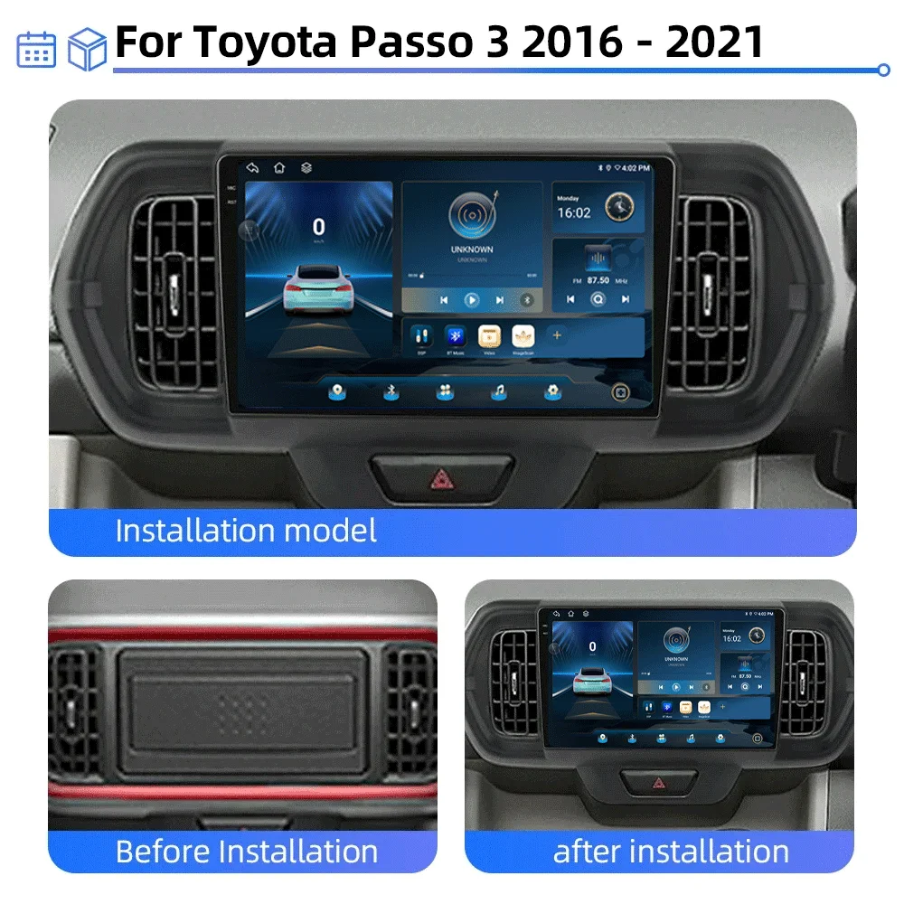 Android16 for Toyota Passo III 3 2016 - 2021 autoradio con driver destro  Multimedia Wireless Carplay 5G wifi BT navigazione GPS