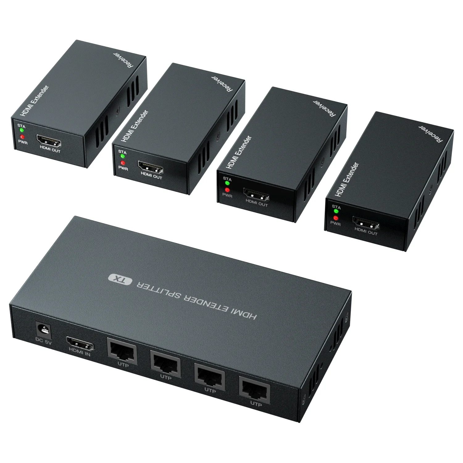 One-to-many Compatible with HDMI 1.3 standard Extender 60m Ethernet IP RJ45 Cat5e Cat6 Cable Transmitter Receiver Adapter 1080P