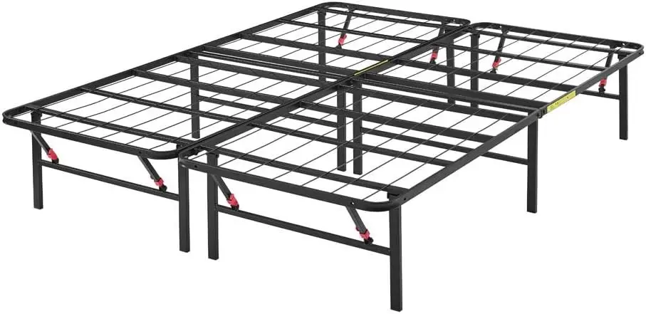 

Foldable Full Size Metal Bed Frame with Storage, Tool-Free Setup, No Box Spring Needed, 14 Inches High