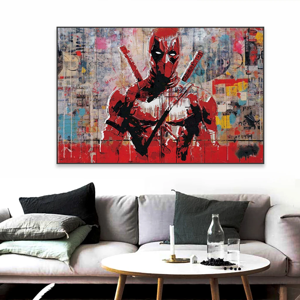 Deadpool Graffiti Art Poster Disney Modern Pop Street Art Banksy Style Wall Art Prints Canvas Painting Home Living Room Decor