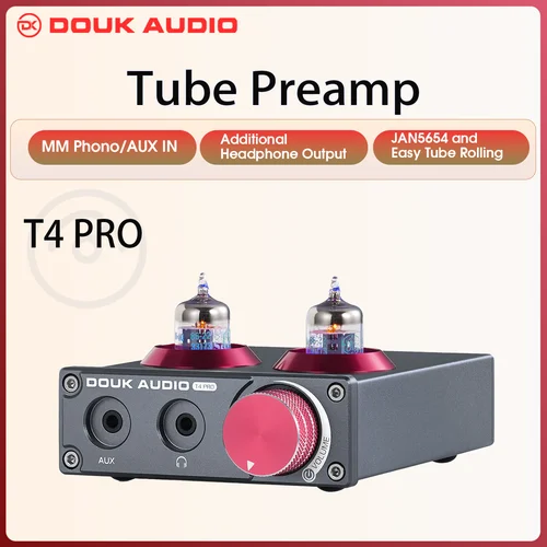 Douk Audio Mini JAN5654 preamplificador de fono de tubo de vacío para tocadiscos teléfono/PC/MP3/TV preamplificador de Audio estéreo para el hogar amplificador de auriculares