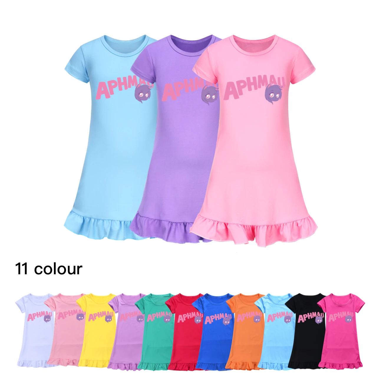 2-14Years karikatür Pajamas mau pijama çocuklar 2024 yaz Nigtgowns bebek kız rahat elbiseler çocuk kısa kollu eğlence Sleepdress