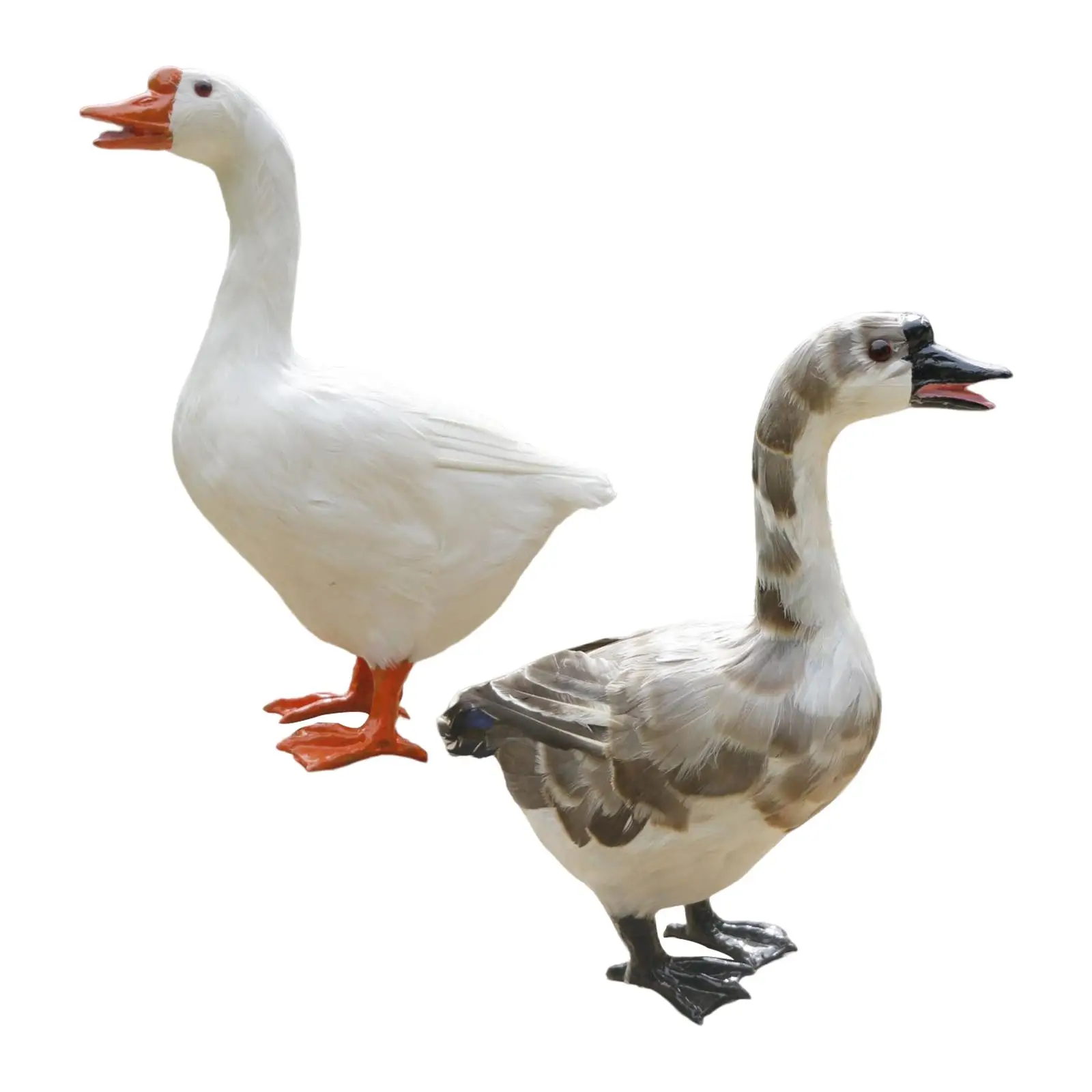 Simulation Feathered Goose Statue Artificial Animals Free Standing for Outdoor