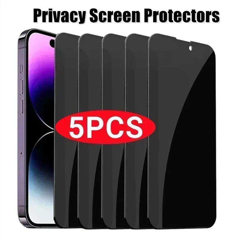 5Pcs Privacy Screen Protector for iPhone 11 15 PRO X XR XS MAX Anti-spy Tempered Glass for iPhone 13 14 Pro Max 12 Mini 7 8 Plus