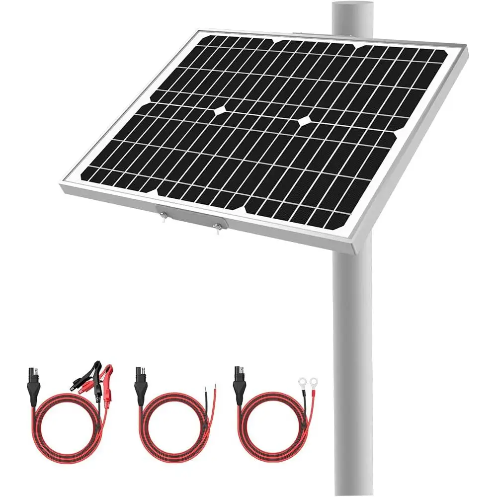 12V Solar Battery Charger Trickle Maintainer 20W Waterproof MPPT Charge Controller Durable Solar Panel Adjustable Mounting