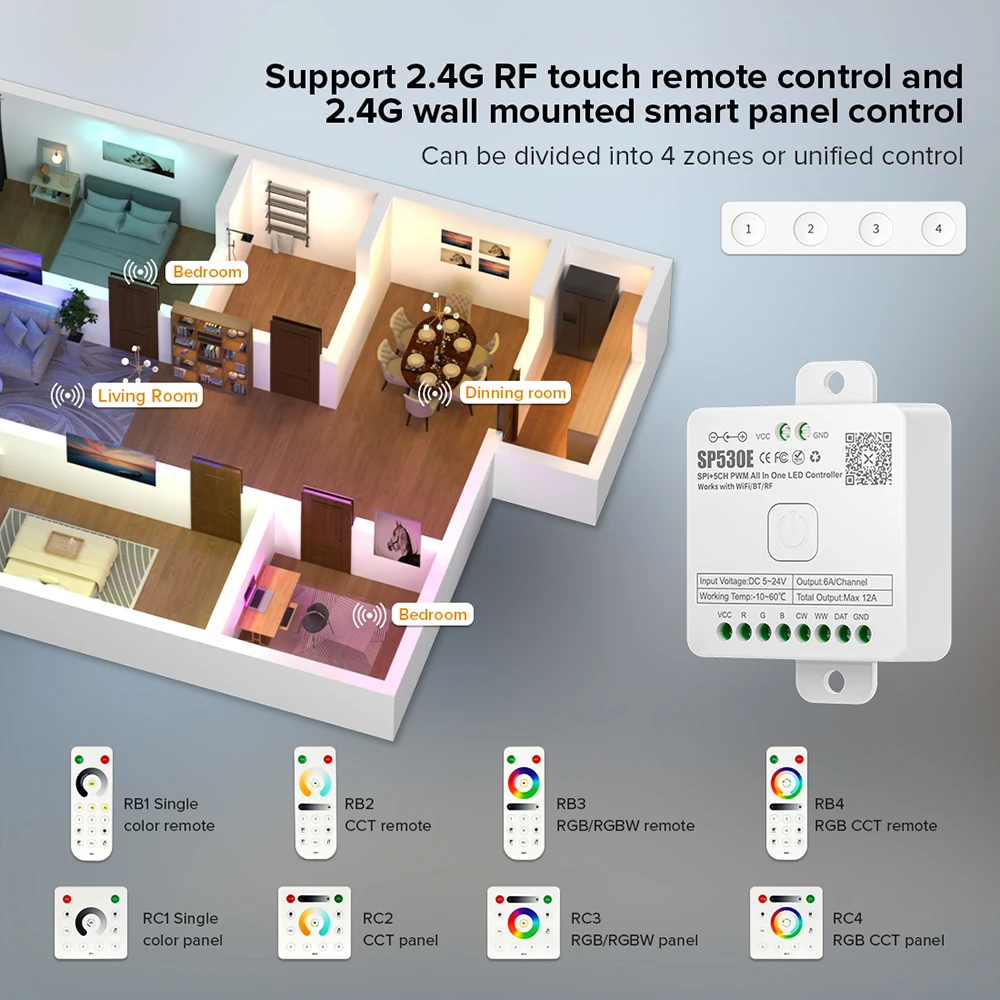 All In One LED Controller SP530E Wifi Alexa Google Home BT SP630E 5CH ...