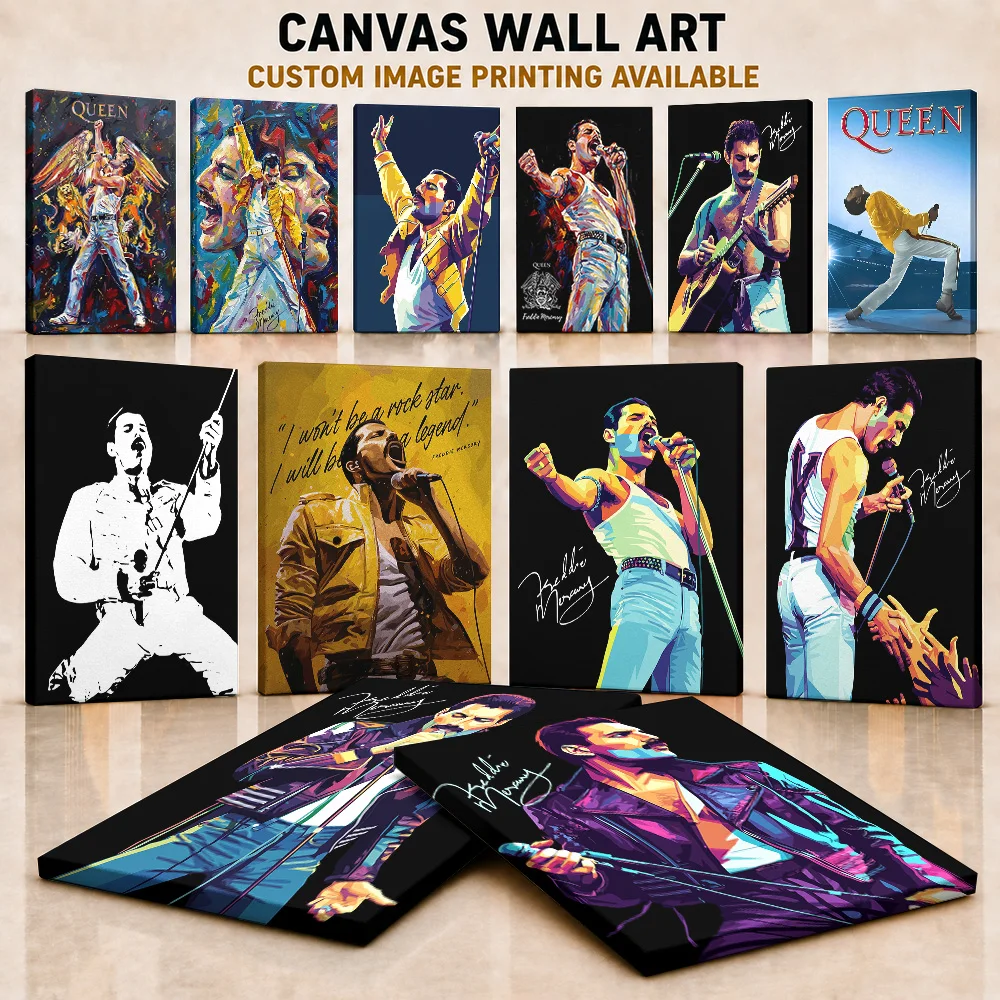 Freddie Mercury Canvas Poster Personalized Photo Iconic Rock Legend Tribute Style Wall Paintings Decoration For Lounge Fan Gift