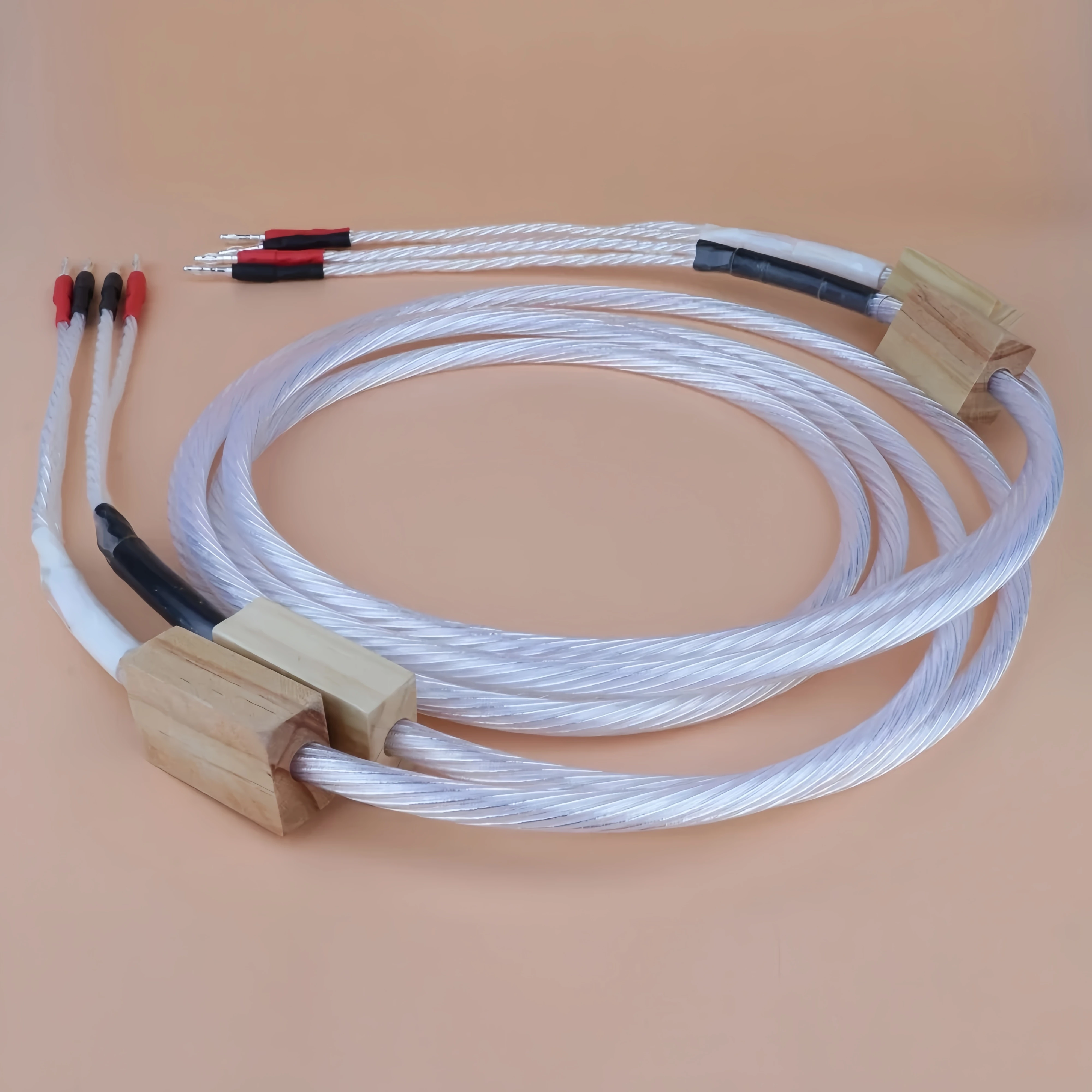 HIFI posrebrzany kabel głośnikowy High-end 5N OFC kabel głośnikowy rodowany wtyk bananowy 2 do 2 pojedynczy kabel 2 do 4 Biwire