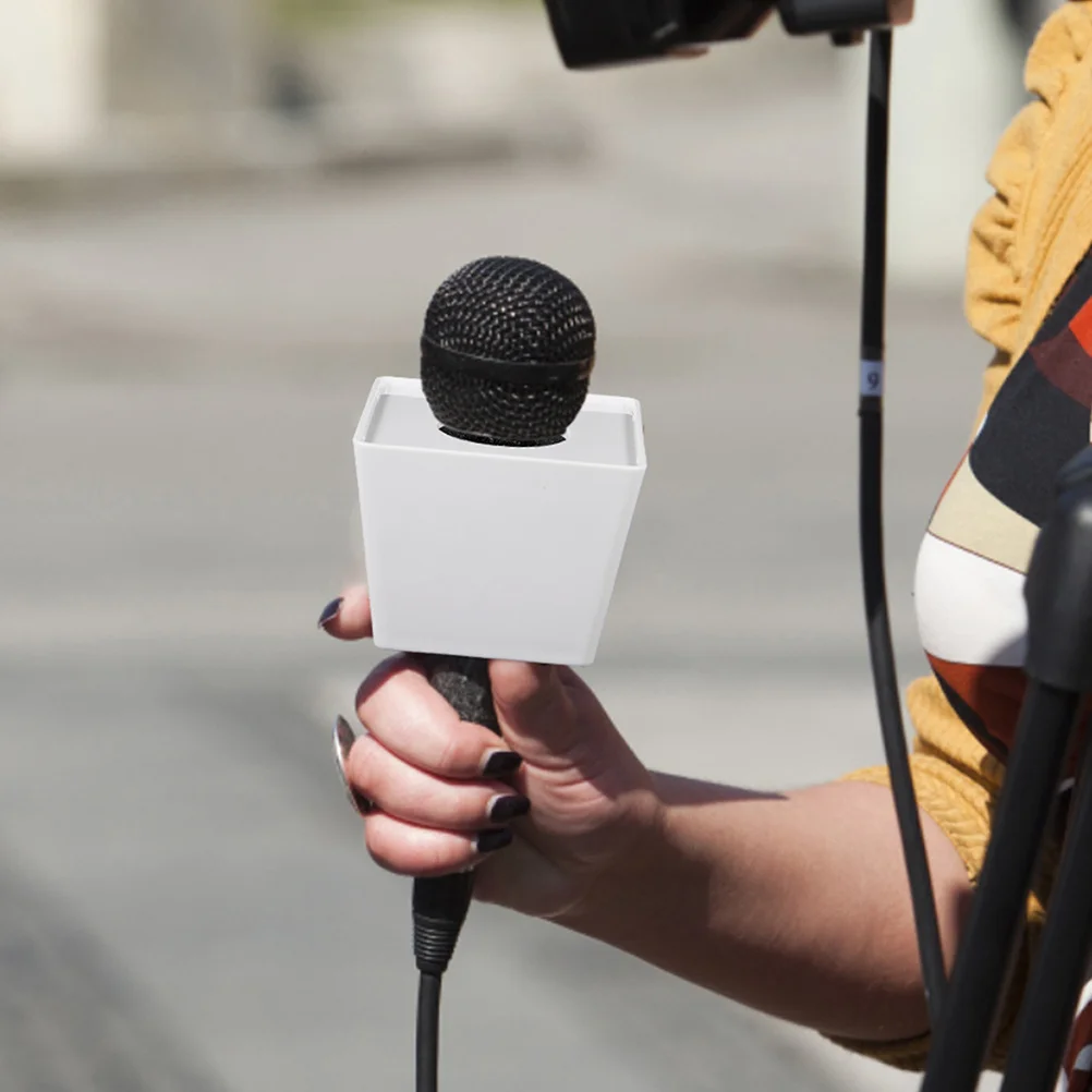 

2Pcs Handheld Microphone Logo Station Interview Mic Logo Station Durable Sponge Plastic Ideal for Journalist Use