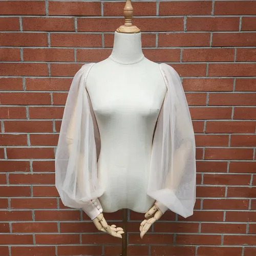 Guantes transparentes de tul para novia, mangas completas hinchadas, accesorios de boda