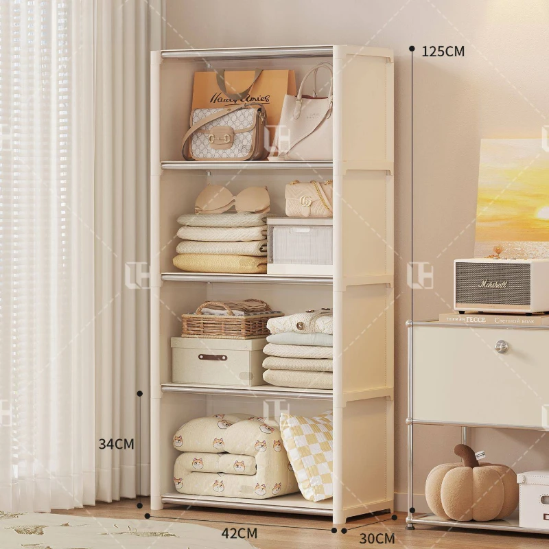 Flip Door Wardrobe, Large Capacity Dustproof Closet Organizer, Freestanding Storage Cabinet With Transparent Doors For Bedroom image 6