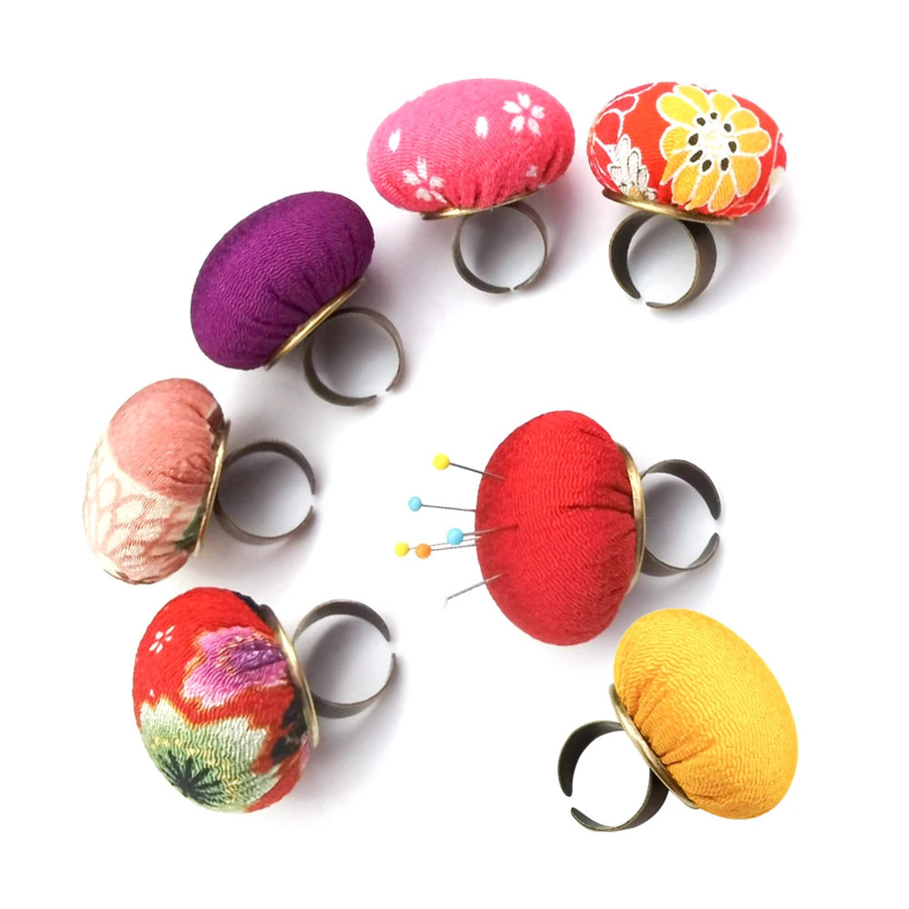 1PC 4.5cm Floral Pattern Adjustable Ring Pin Cushions Quilters And Crafters Finger Pincushion DIY Sewing Tools Accessories