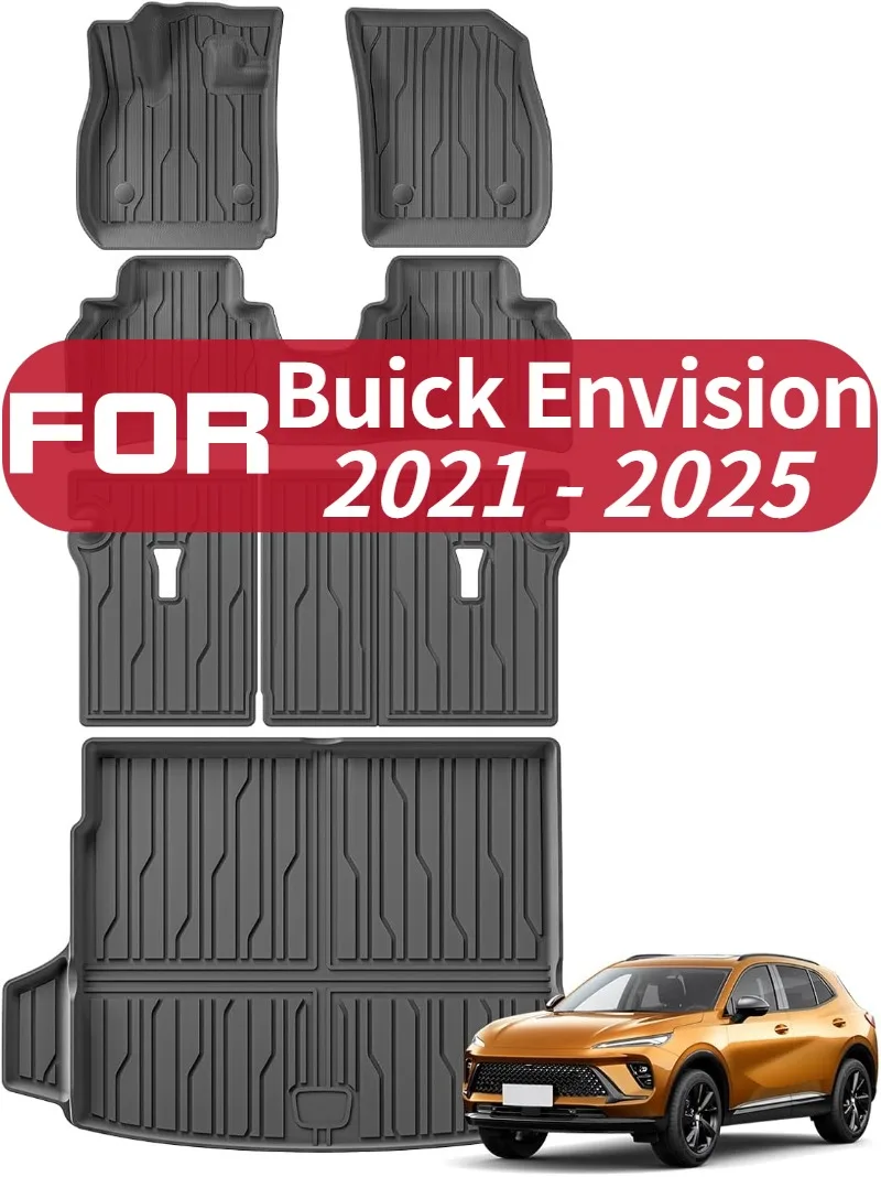 Коврики для Buick Envision 2021-2024 2025 TPE Всепогодные напольные вкладыши Аксессуары, 1-й и 2-й полный комплект автомобильных ковриков для интерьера черного цвета