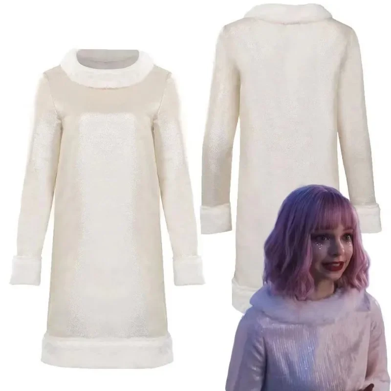 Disfraz de cosplay de Navidad para niños, niñas y mujeres, vestido blanco, camiseta, trajes de carnaval, Halloween, 2023