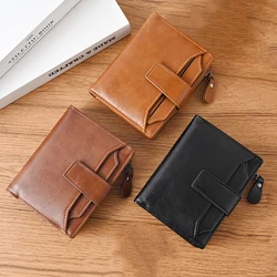 Men's wallet PU leather wallet for men and women credit card holder snap zipper coin purse