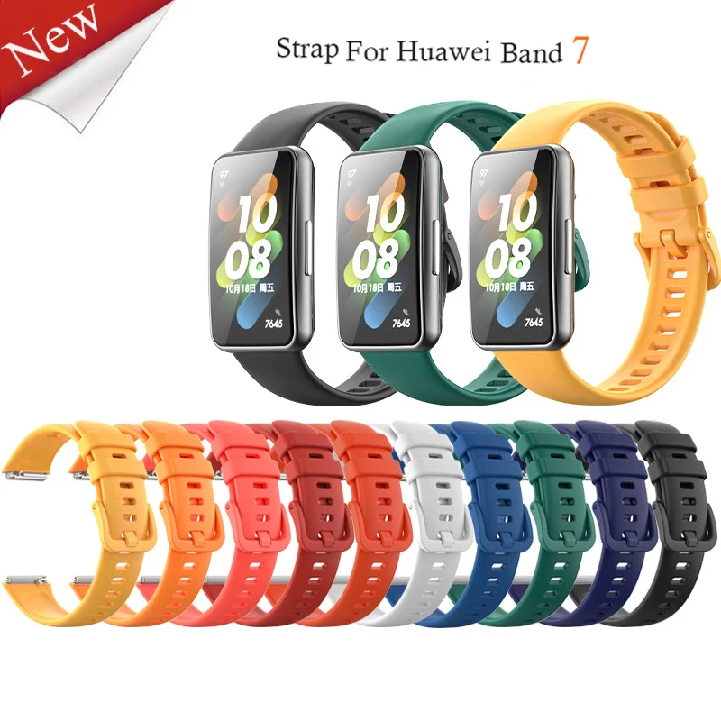 Силиконовый ремешок для смарт-часов Huawei Band 7, спортивный Мягкий ТПУ сменный Браслет Для Huawei Band7