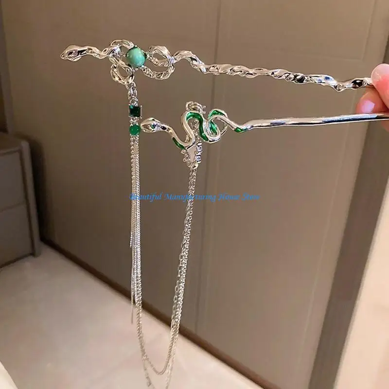 

E56A Элегантная металлическая заколка для волос в форме змеи, шпильки-вилки, заколки для волос в китайском стиле, аксессуары для