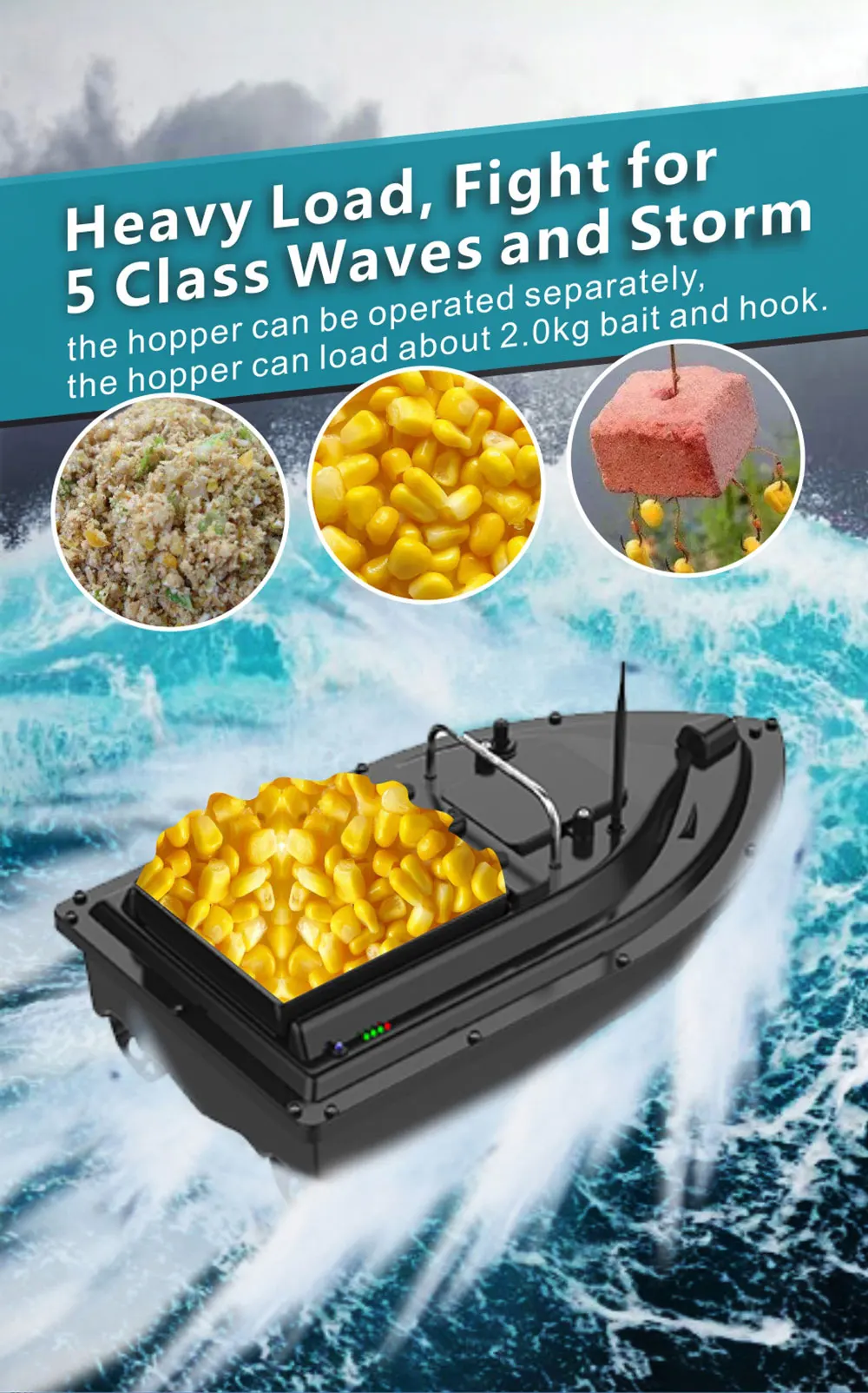 เรือเหยื่อพร้อมตําแหน่ง GPS เรือสําราญอัตโนมัติด้วยปุ่มเดียวและอายุการใช้งานแบตเตอรี่ยาวนาน เรือเหยื่อตกปลา