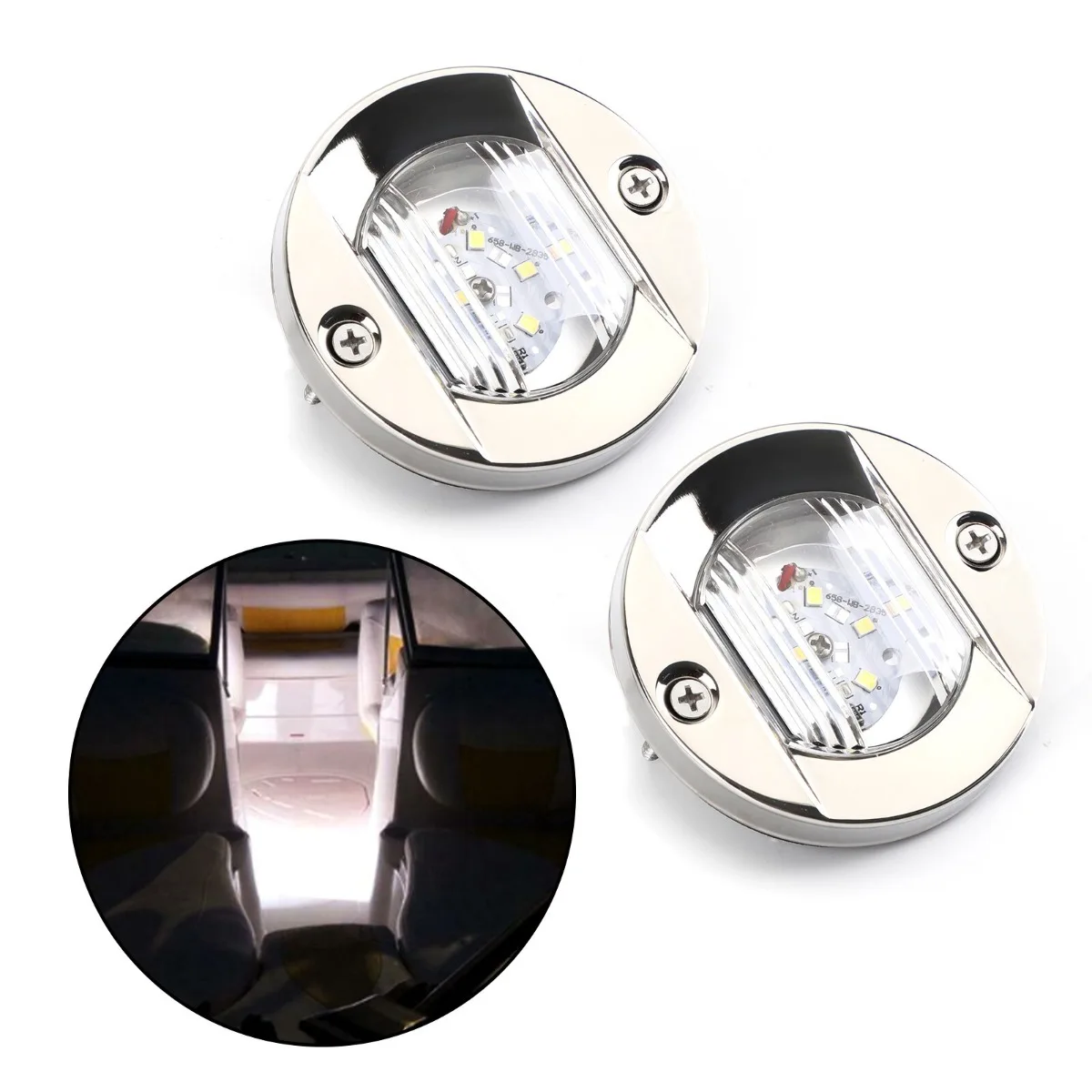 2PCS 12V 316 STAINLESS MARINE WHITE UNDERWATER LIGHT BOAT 6 LED 2.2W POWER BRIGHT Replacement Accessories
