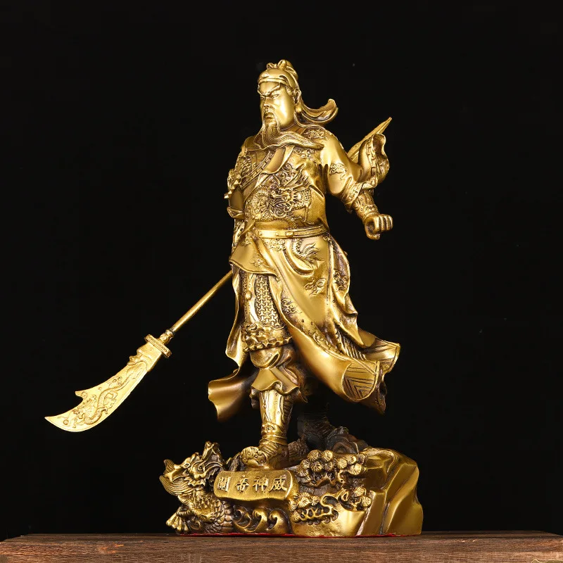 Kowloon Guan Gong Ornaments All Copper Lord Guan the Second Guan Yu Guan Di Copper Statue Home Hallway Shop Large Statue Crafts