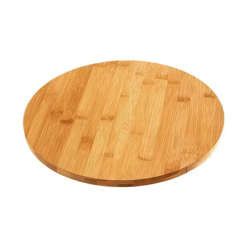 Bamboo Round Kitchen Seasoning Storage Tray, Wooden Rotatable Fruit and Cheese Tray, Solid Wood Desktop Display Tray