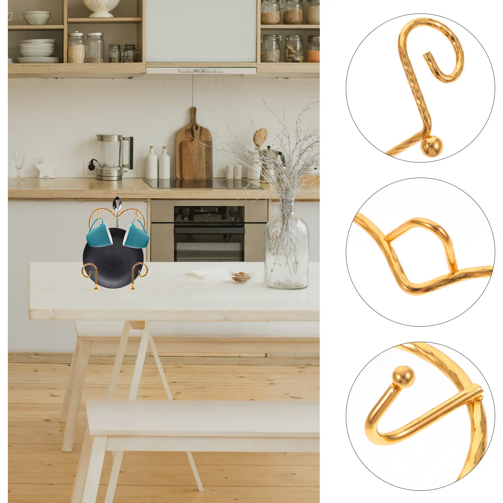 Cup Display Stand Metal Plate Organizer Kitchen Storage Rack Coffee Mug Holder Tabletop Dish Draining Shelf Iron Display